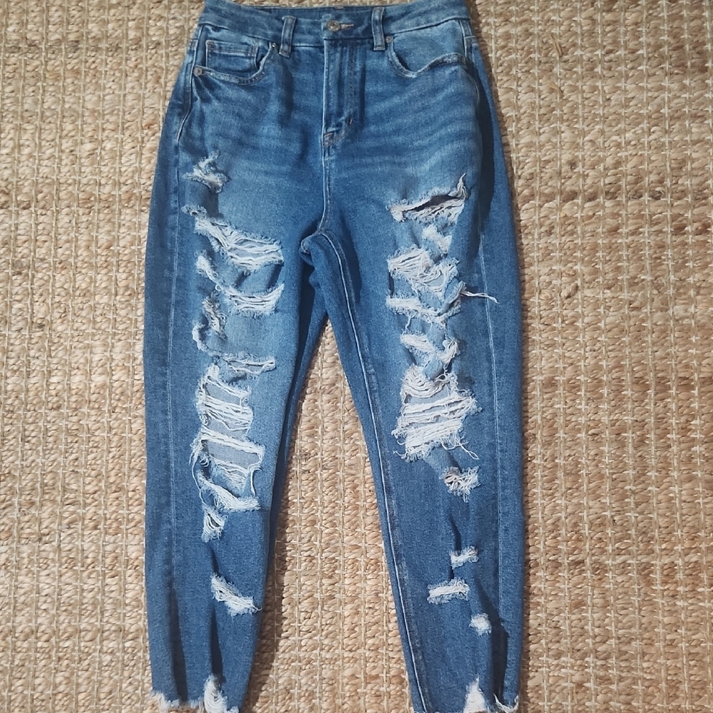 American Eagle Outfitters Ripped Blue Boyfriend Jeans
